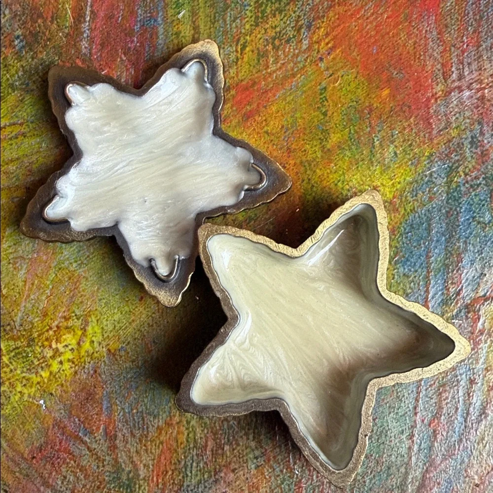 Star-Shaped Decor Keepsake Trinket Ring Box with Red & Gold Vintage by Nikky